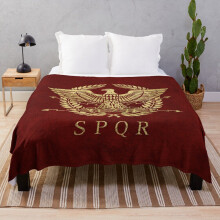 Fleece Throw Blanket Roman Empire Emblem - Vintage Gold for Sofa Couch Kids 60 x 50 Inches