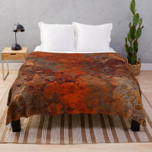 Fleece Throw Blanket Gold and Rust for Sofa Couch Kids 60 x 50 Inches