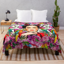 Fleece Throw Blanket frida.forever for Sofa Couch Kids 60 x 50 Inches