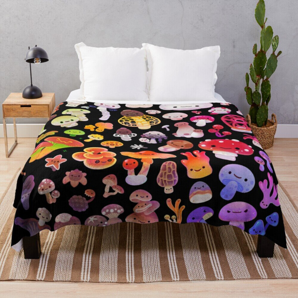 Fleece Throw Blanket Mushroom for Sofa Couch Kids 60 x 50 Inches-image-OPC-PCF5CG7-NEW