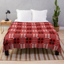 Fleece Throw Blanket Welsh Design, Carthen Cymraeg, Cymreig (red) for Sofa Couch Kids 60 x 50 Inches
