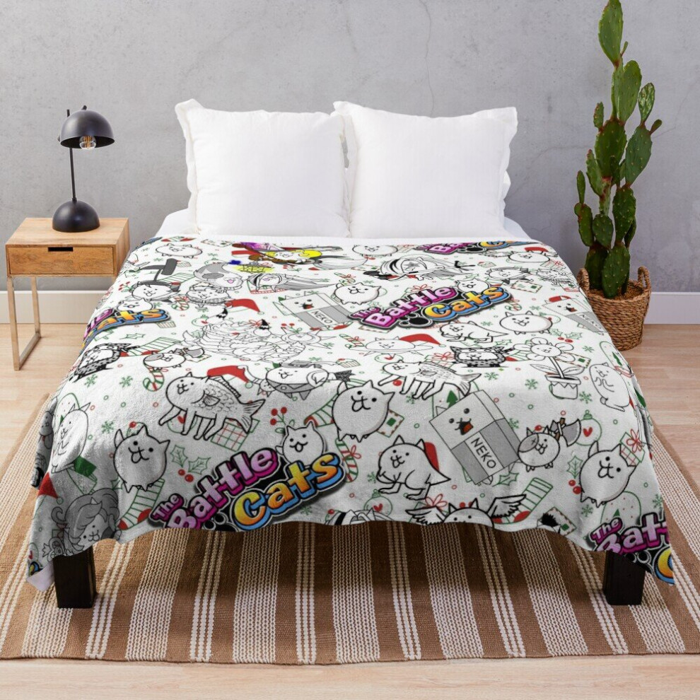Fleece Throw Blanket Battle Cats for Sofa Couch Kids 60 x 50 Inches