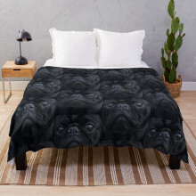 Fleece Throw Blanket Black Pug Dog Face for Sofa Couch Kids 60 x 50 Inches