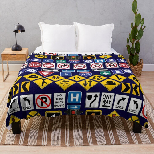 Fleece Throw Blanket Road Signs, Regulations Signs for Sofa Couch Kids ...