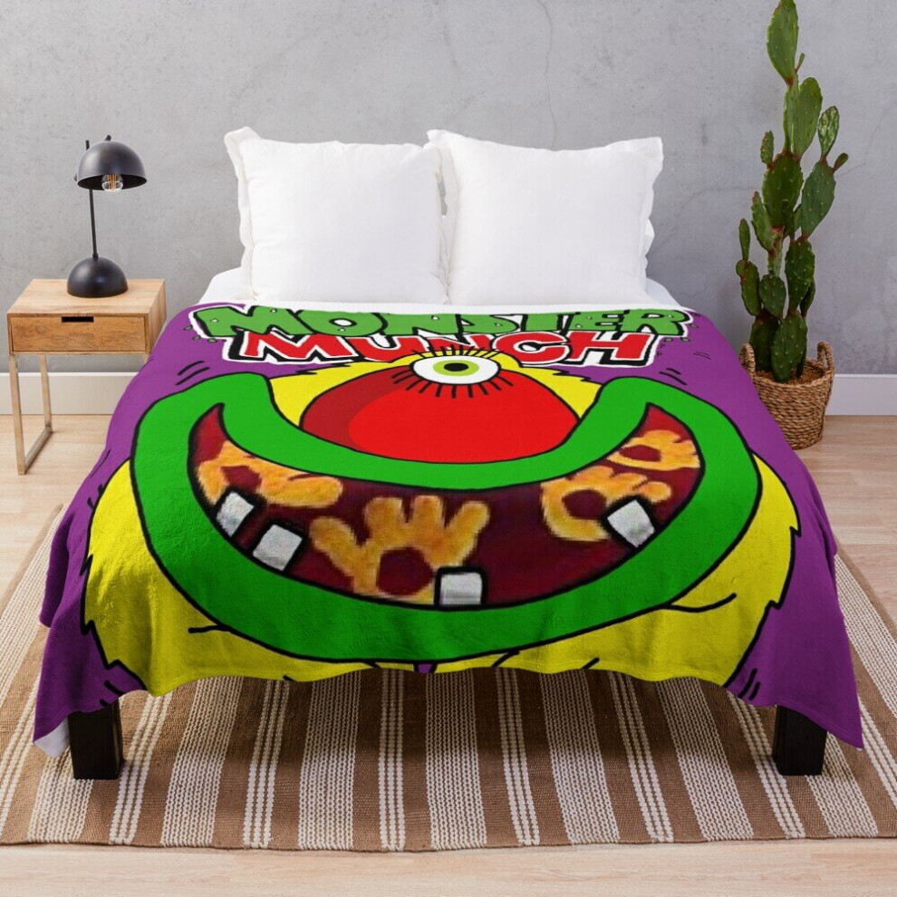 Fleece Throw Blanket Monster Munch PICKLED ONION for Sofa Couch Kids 60 x 50 Inches