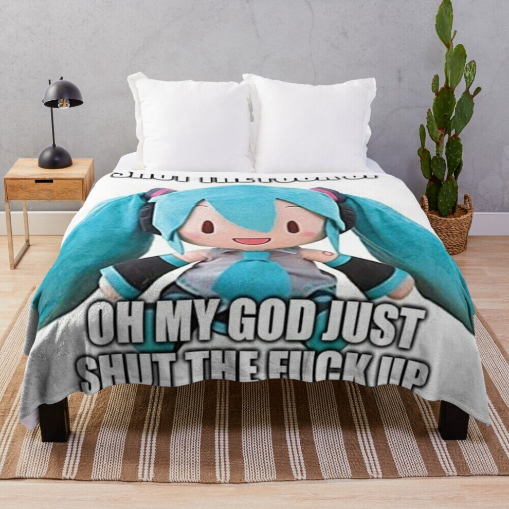Fleece Throw Blanket hatsune miku plush asks u 2 cease for Sofa Couch Kids 60 x 50 Inches