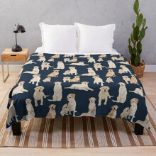 Fleece Throw Blanket Yellow labs navy for Sofa Couch Kids 60 x 50 Inches