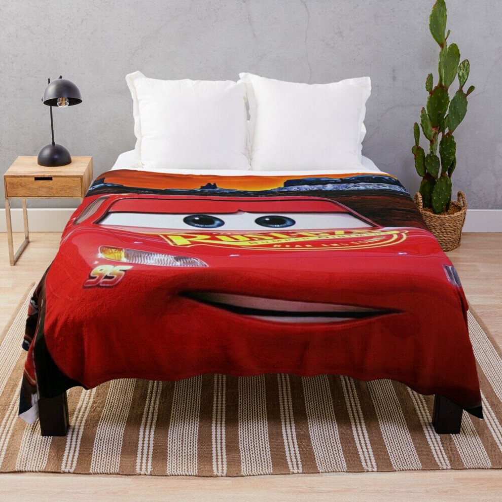 Fleece Throw Blanket Lightning McQueen  for Sofa Couch Kids 60 x 50 Inches