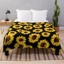 Fleece Throw Blanket Sun flowers floral pattern - yellow flower for Sofa Couch Kids 60 x 50 Inches