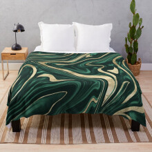 Fleece Throw Blanket Emerald Green Black Gold Marble #1 #decor #art for Sofa Couch Kids 60 x 50 Inches