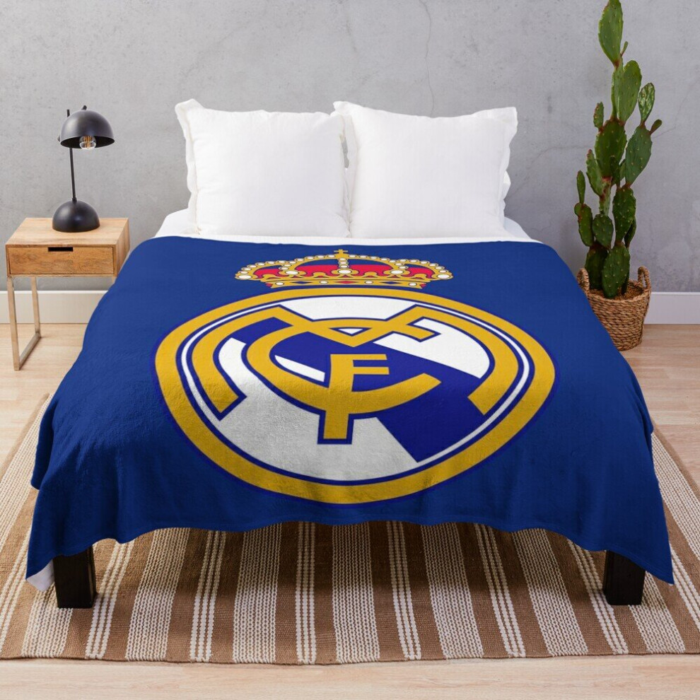 Fleece Throw Blanket MADRID-REAL LOGO for Sofa Couch Kids 60 x 50 Inches