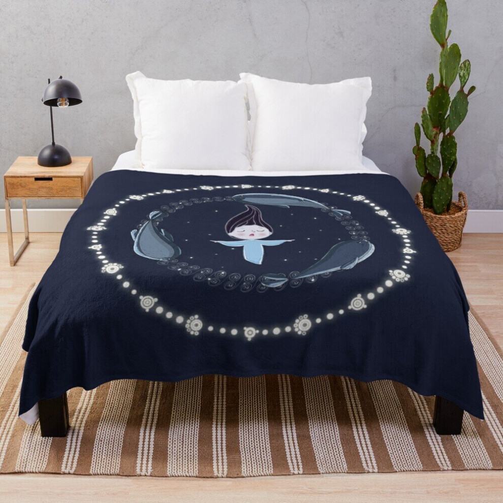 Fleece Throw Blanket Song of the Sea - Selkie and seals for Sofa Couch Kids 60 x 50 Inches