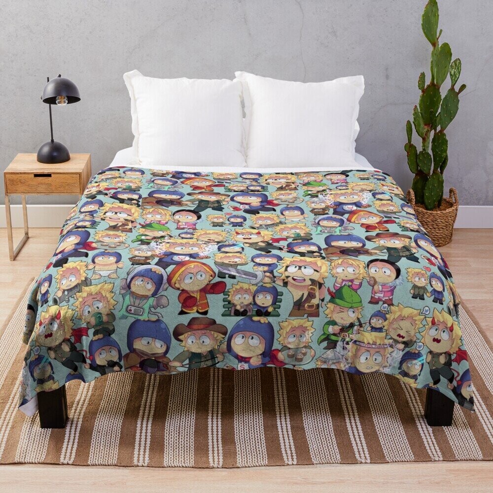 Fleece Throw Blanket South Park Tweek x Craig collage for Sofa Couch