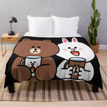 Fleece Throw Blanket Cute brown bear cony bunny rabbit lovers for Sofa Couch Kids 60 x 50 Inches