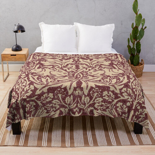 Fleece Throw Blanket William Morris Brer Rabbit (burgundy) pattern for ...