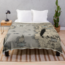 Fleece Throw Blanket Colorized Grishaverse Map (HD High-Res) 60x50 in - Cozy Flannel for Sofa, Kids | ObFG-RedBSBlat1-2348829065.1521