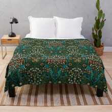 Fleece Throw Blanket Blackthorn by William Morris, 1892 for Sofa Couch Kids 60 x 50 Inches