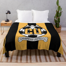 Fleece Throw Blanket Cambridge United FC logo - Stripes for Sofa Couch Kids 60 x 50 Inches
