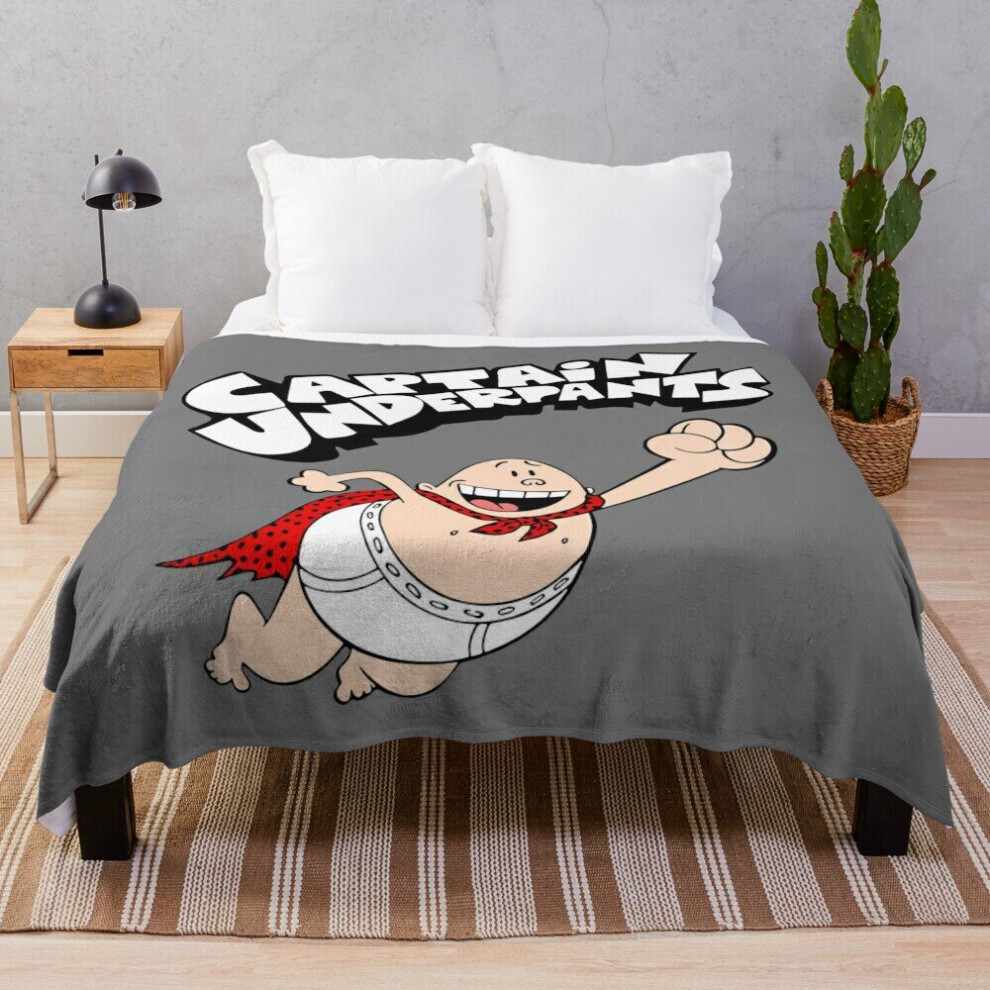 Fleece Throw Blanket captain underpants logo for Sofa Couch Kids 60 x 50 Inches