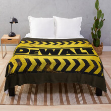 Fleece Throw Blanket dewalt heavy tools yellow distered for Sofa Couch Kids 60 x 50 Inches