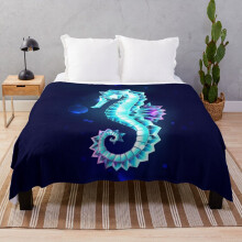 Fleece Throw Blanket Ice Seahorse for Sofa Couch Kids 60 x 50 Inches