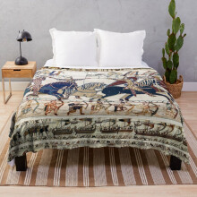Fleece Throw Blanket THE BAYEUX TAPESTRY ,BATTLE OF HASTINGS ,NORMAN KNIGHTS HORSEBACK for Sofa Couch Kids 60 x 50 Inches