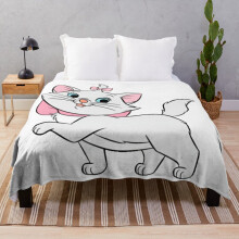 Fleece Throw Blanket Marie The Aristocats Cartoon for Sofa Couch Kids 60 x 50 Inches