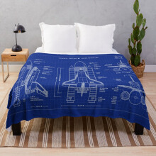 Fleece Throw Blanket NASA Space Shuttle (Blueprint) for Sofa Couch Kids 60 x 50 Inches