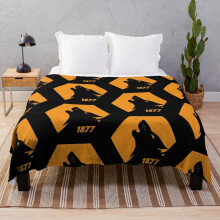 Fleece Throw Blanket 1877 Gold for Sofa Couch Kids 60 x 50 Inches