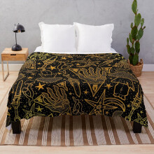 Fleece Throw Blanket Nerevar's Incarnate Morrowind Gold Pattern GOTY Edition Scrolls Elder Fantasy RPG Dunmer for Sofa Couch Kids 60 x 50 Inches