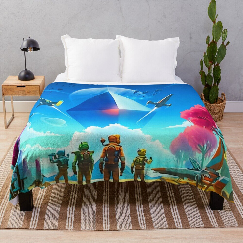 Fleece Throw Blanket No Mans Sky for Sofa Couch Kids 60 x 50 Inches