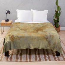 Fleece Throw Blanket Gold Metallic Marble Pattern for Sofa Couch Kids 60 x 50 Inches
