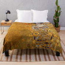 Fleece Throw Blanket THE LADY IN GOLD - GUSTAV KLIMT for Sofa Couch Kids 60 x 50 Inches