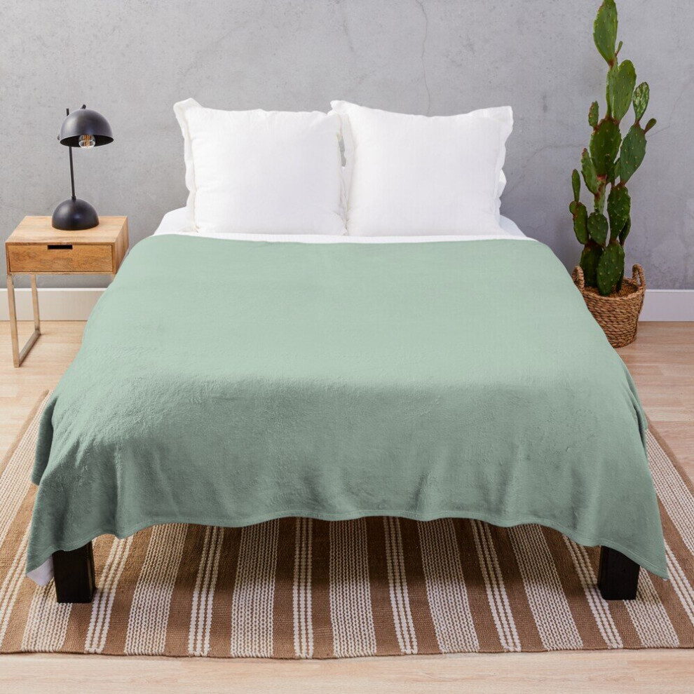 Fleece Throw Blanket Sage Green for Sofa Couch Kids 60 x 50 Inches
