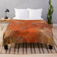 Fleece Throw Blanket Gold and Rust Swirl for Sofa Couch Kids 60 x 50 Inches