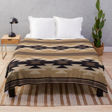 Fleece Throw Blanket Navajo Cream And Black for Sofa Couch Kids 60 x 50 Inches