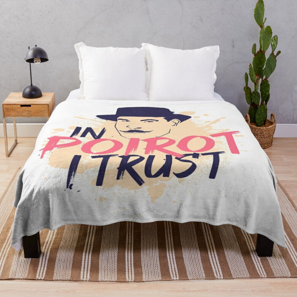 Fleece Throw Blanket Hercule Poirot for Sofa Couch Kids 60 x 50 Inches