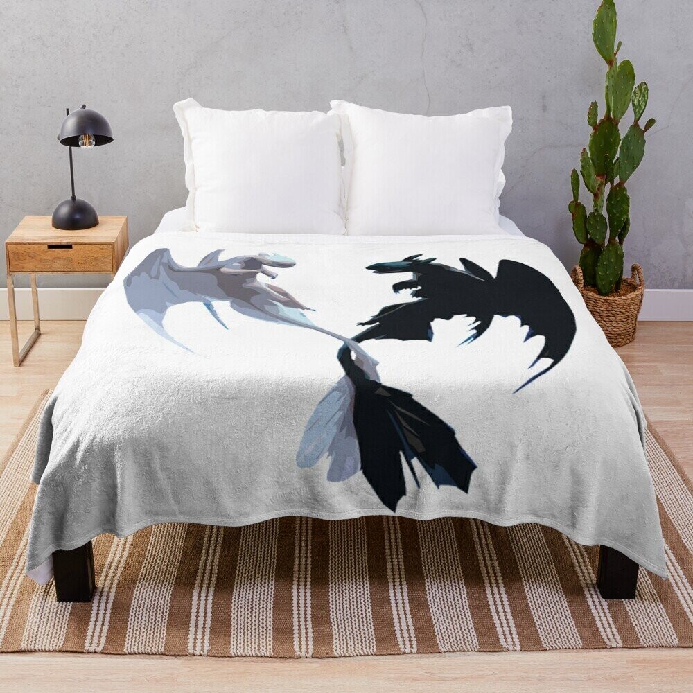 Fleece Throw Blanket Toothless and Light Fury FanArt for Sofa Couch ...