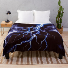 Blue Thunder Colorful Lightning Fleece Throw Blanket - 60x50 in, Cozy Sofa/Couch Kids Blanket | ObFG-RedBSBlat1-1062186621.4231