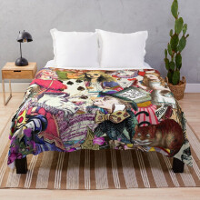 Fleece Throw Blanket alice in wonderland vintage for Sofa Couch Kids 60 x 50 Inches