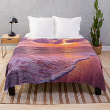 Fleece Throw Blanket Sunset Purple Gold for Sofa Couch Kids 60 x 50 Inches