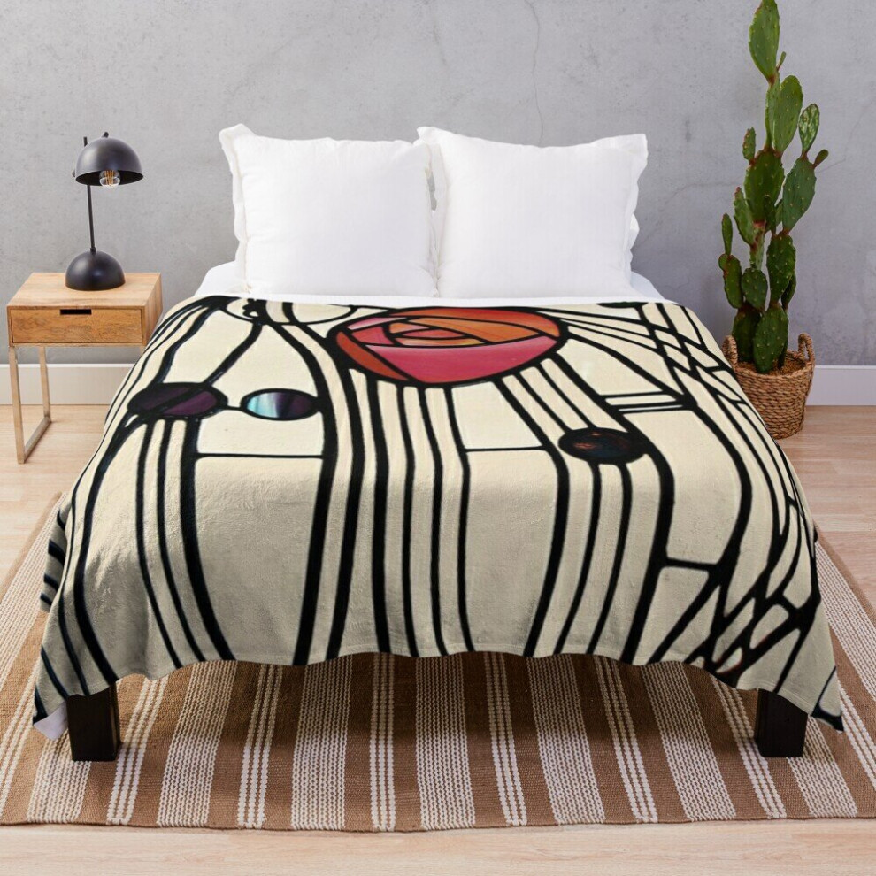 Fleece Throw Blanket Charles Rennie Mackintosh design for Sofa Couch Kids 60 x 50 Inches