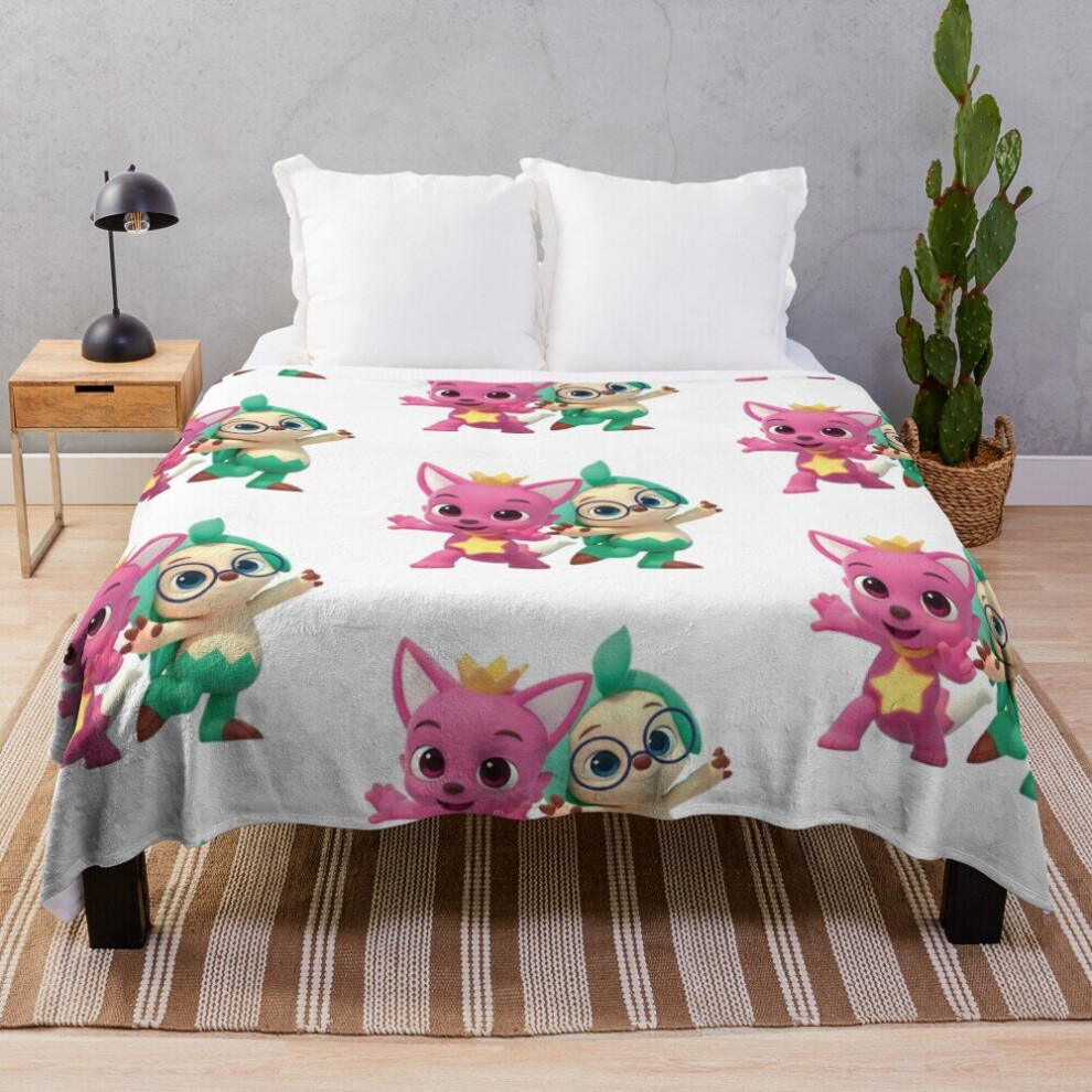 Fleece Throw Blanket Pinkfong and Hogi for Sofa Couch Kids 60 x 50 Inches