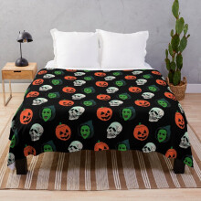 Fleece Throw Blanket Silver Shamrock Mask Set for Sofa Couch Kids 60 x 50 Inches