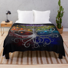 Fleece Throw Blanket Tree of life Silver Swirl for Sofa Couch Kids 60 x 50 Inches