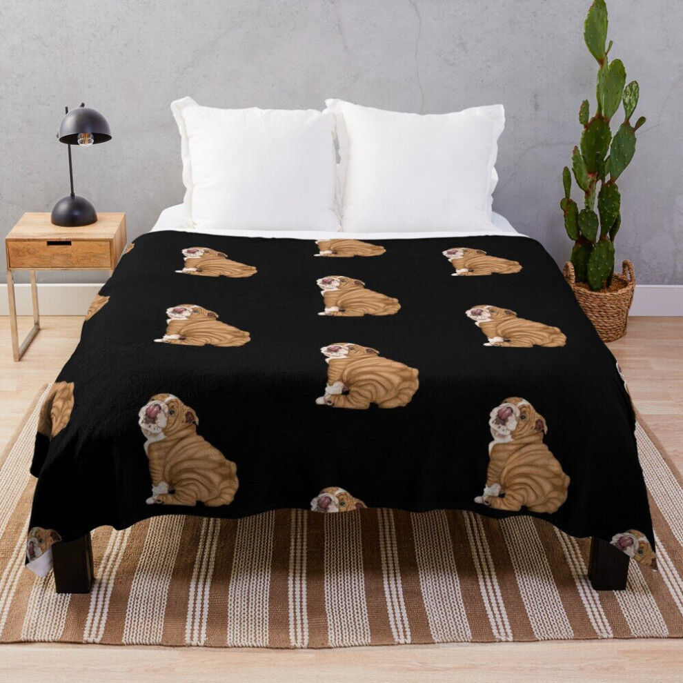 Fleece Throw Blanket English Bulldog for Sofa Couch Kids 60 x 50 Inches