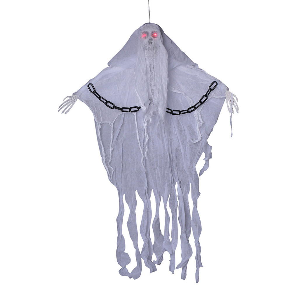 Xylfly () 80Cm Life Size Human Skull Skeleton Halloween Prop Voice Induction + Chain White/Light