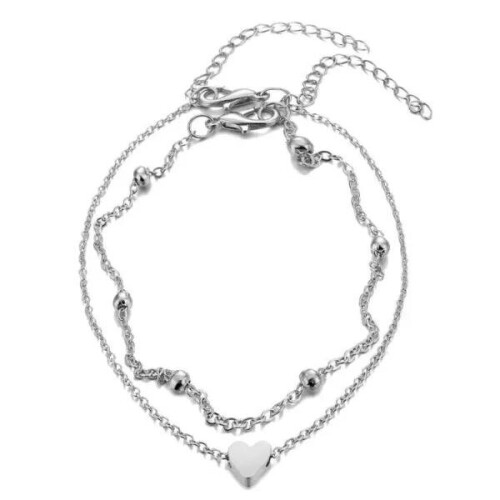 2 pezzi d'argento piede gioielli piede link caviglia link piede catena 1
