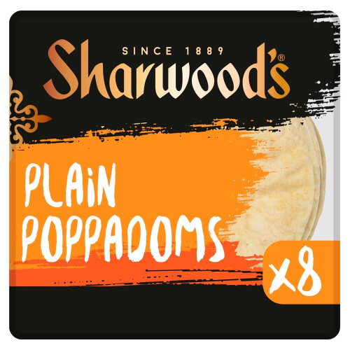 Sharwood's 8 Plain Poppadoms (Pack of 5)