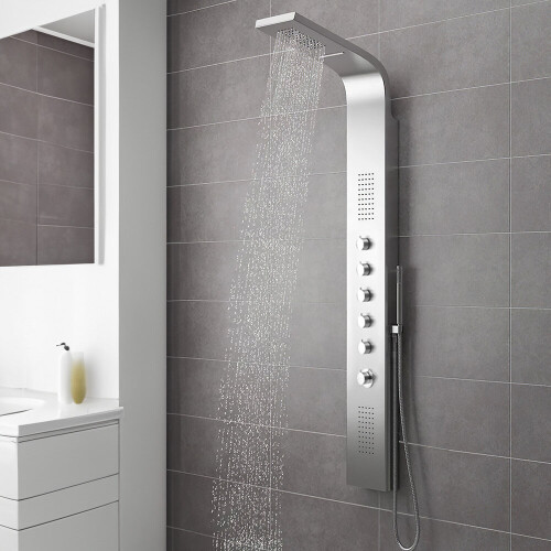Living And Home Stainless Steel Exposed Thermostatic Shower Tower Panel